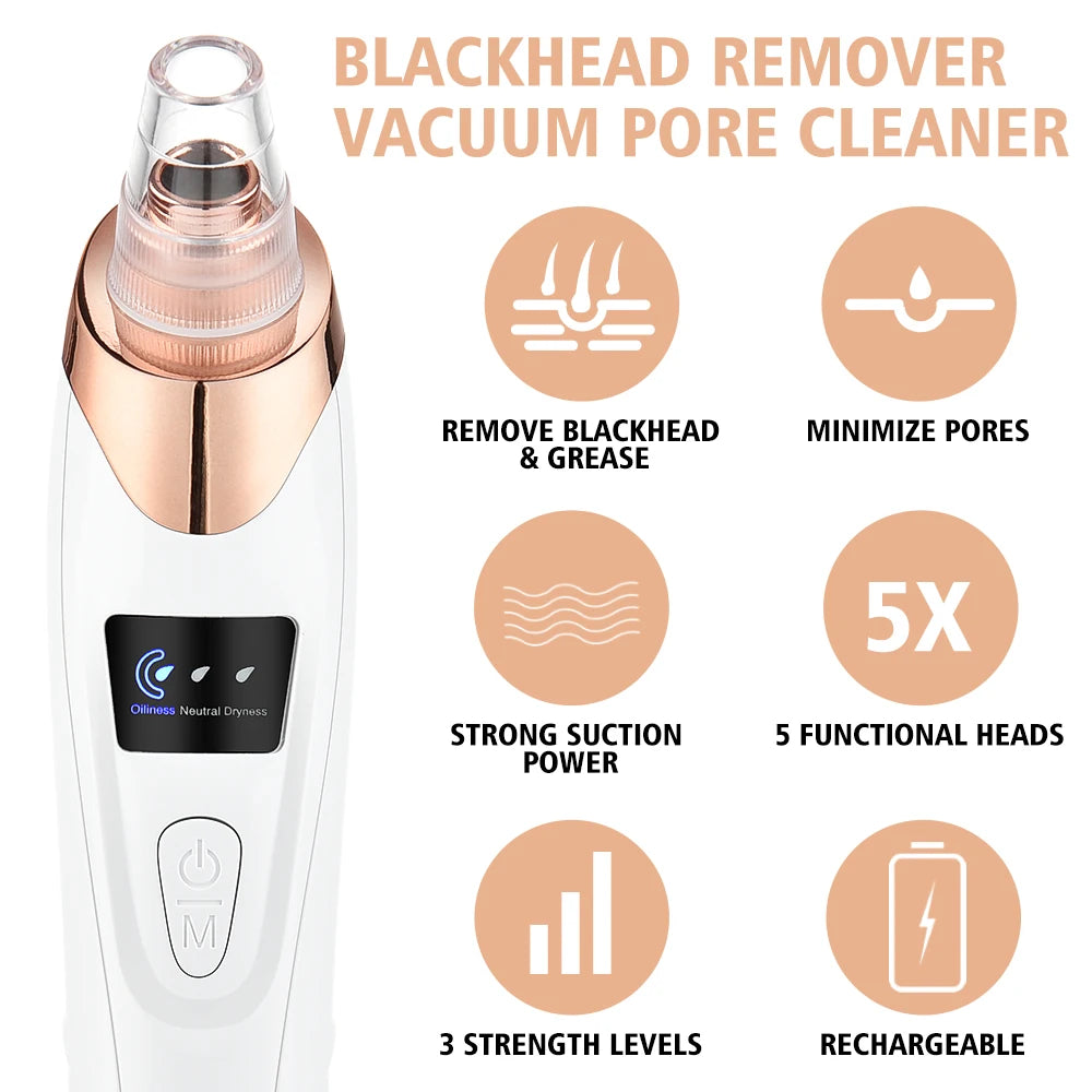 Aspirateur Points Noirs Pro – 5 Têtes & 3 Niveaux d’Aspiration