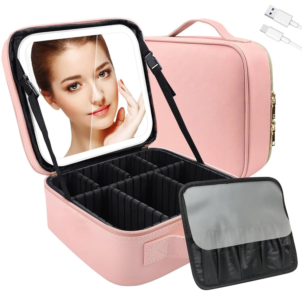 Trousse Maquillage avec Miroir LED – Organisateur Cosmétique de Voyage