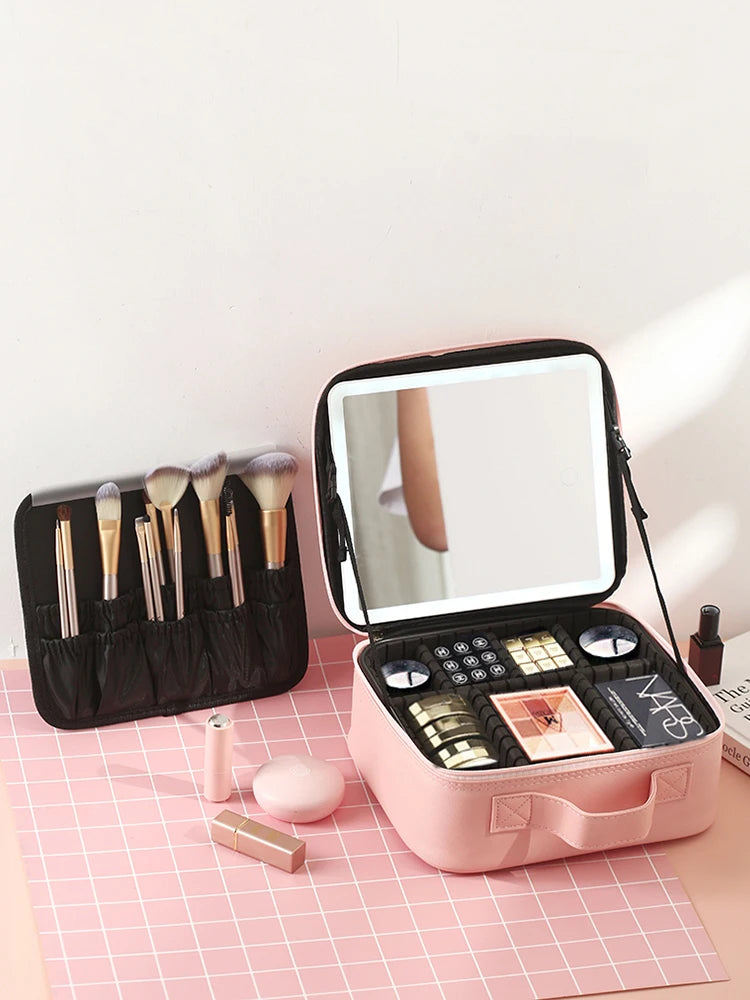 Trousse Maquillage avec Miroir LED – Organisateur Cosmétique de Voyage