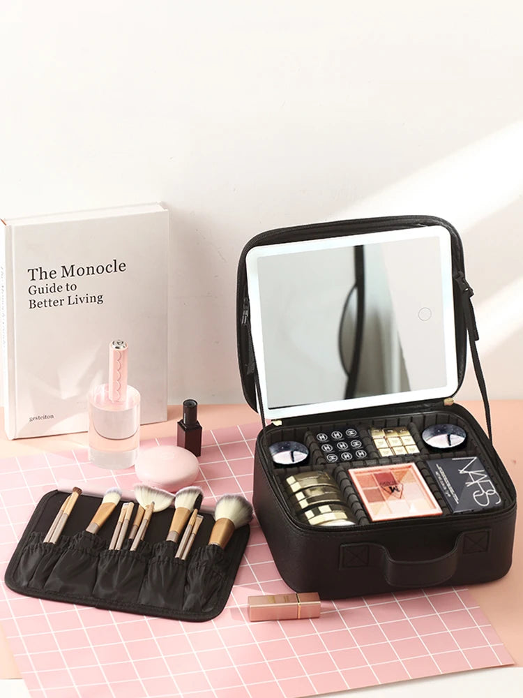 Trousse Maquillage avec Miroir LED – Organisateur Cosmétique de Voyage